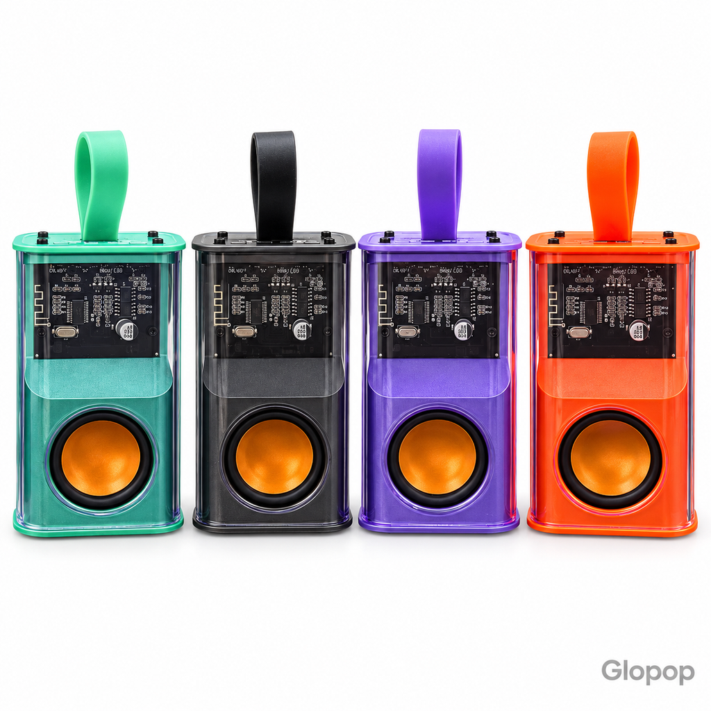 Armour Speaker A36 nei quattro colori su sfondo bianco con watermark Glopop