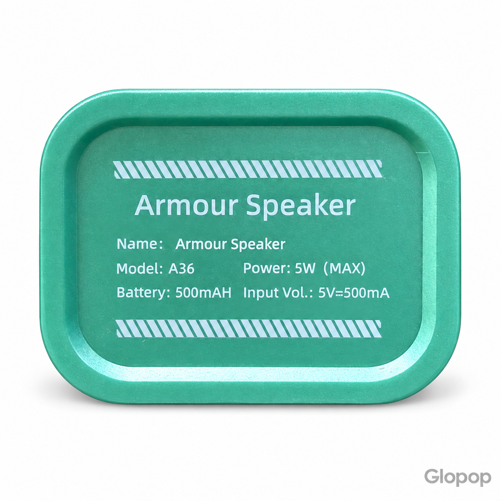 Armour Speaker A36 dettaglio etichetta tecnica su sfondo bianco con watermark Glopop