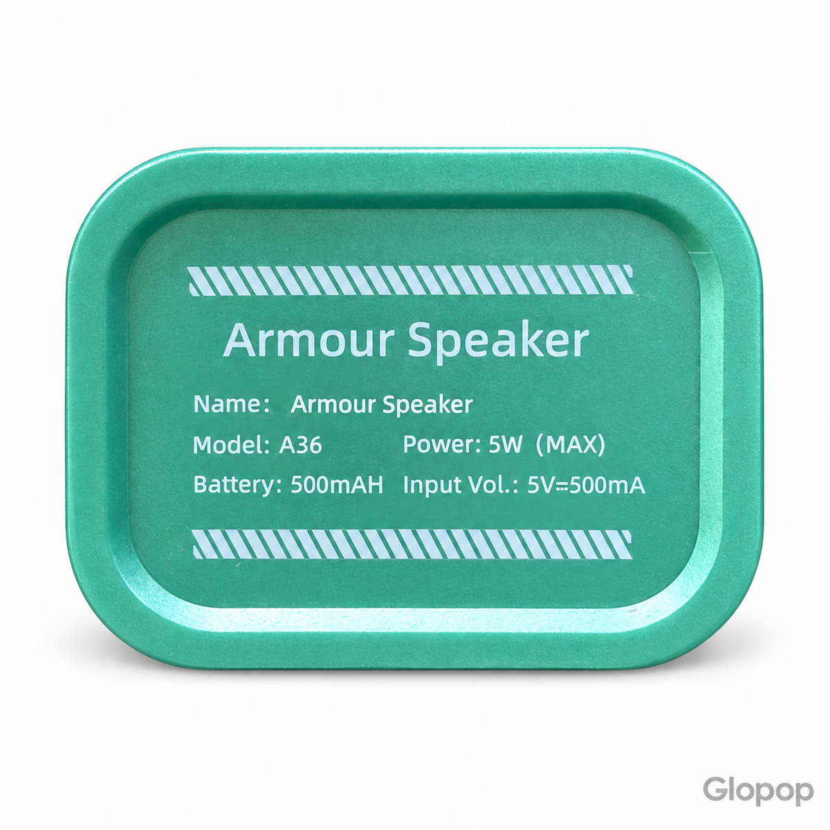 Armour Speaker A36 dettaglio etichetta tecnica su sfondo bianco con watermark Glopop