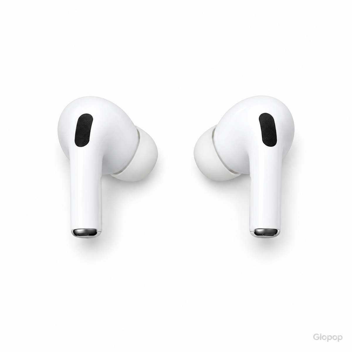 Auricolari TWS bianchi, variante Minions, su sfondo bianco