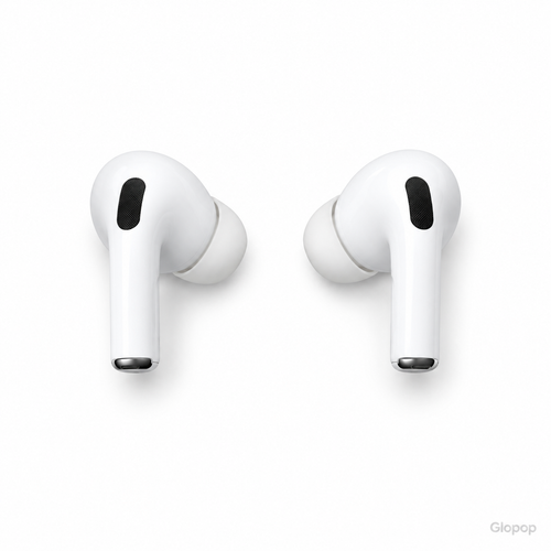 Auricolari TWS bianchi, variante Minions, su sfondo bianco