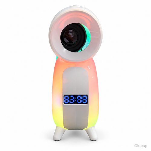 N63 speaker Bluetooth, vista frontale con orologio